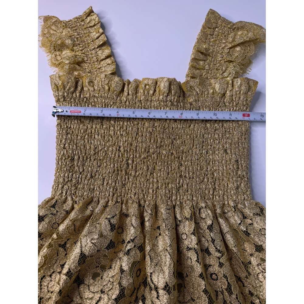 Hill House Home Collector's Edition Ellie Nap Dress Small Gold Metallic Lace NWT - Picture 7 of 15